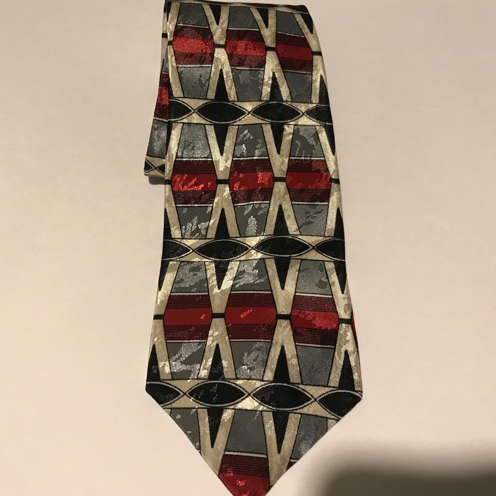 Ketch Designer Tie (Red,creme,black, pale green )